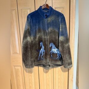 Vintage Outback Trading Co  fleece horse zip up jacket